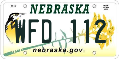 NE license plate WFD112