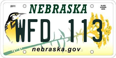 NE license plate WFD113