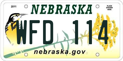NE license plate WFD114