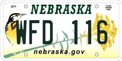 NE license plate WFD116