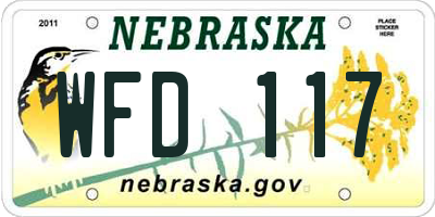NE license plate WFD117