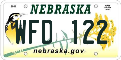 NE license plate WFD122