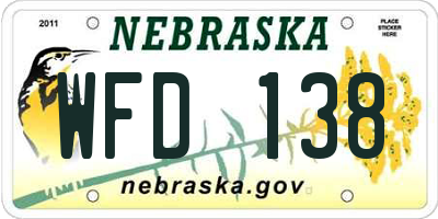 NE license plate WFD138
