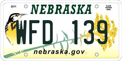 NE license plate WFD139