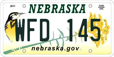 NE license plate WFD145