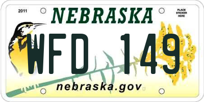 NE license plate WFD149