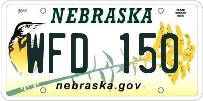 NE license plate WFD150