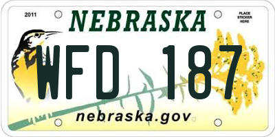 NE license plate WFD187