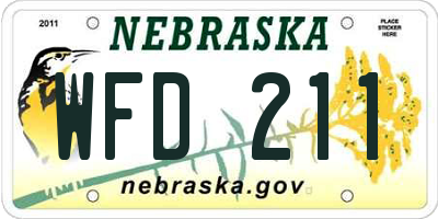 NE license plate WFD211