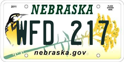 NE license plate WFD217