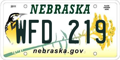 NE license plate WFD219