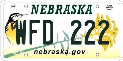 NE license plate WFD222