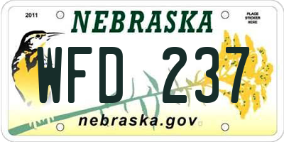 NE license plate WFD237