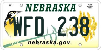 NE license plate WFD238