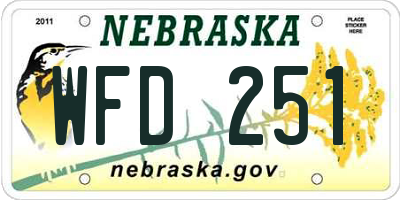 NE license plate WFD251