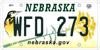 NE license plate WFD273