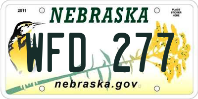 NE license plate WFD277