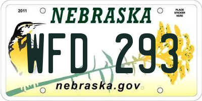 NE license plate WFD293