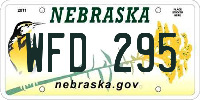 NE license plate WFD295