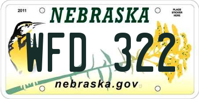 NE license plate WFD322