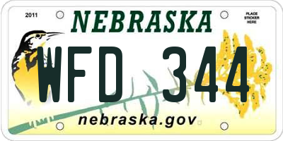 NE license plate WFD344
