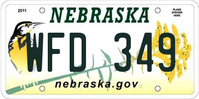 NE license plate WFD349