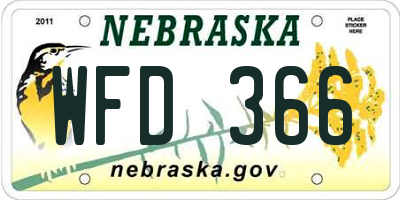 NE license plate WFD366