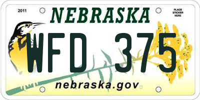 NE license plate WFD375
