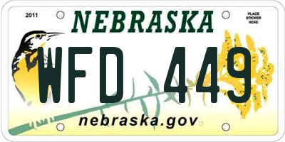 NE license plate WFD449