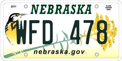 NE license plate WFD478