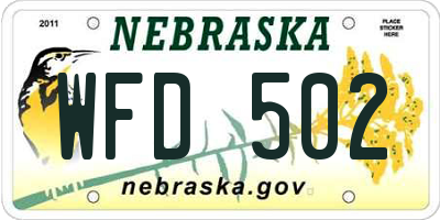 NE license plate WFD502