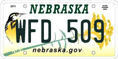 NE license plate WFD509