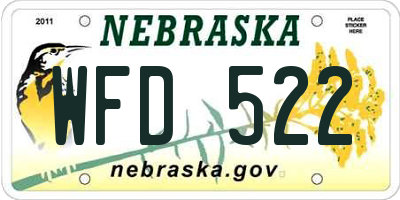 NE license plate WFD522