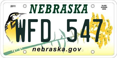 NE license plate WFD547