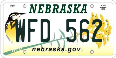 NE license plate WFD562
