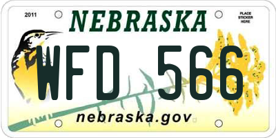 NE license plate WFD566