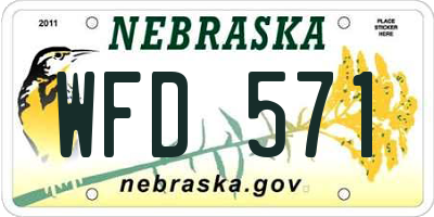 NE license plate WFD571