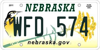 NE license plate WFD574