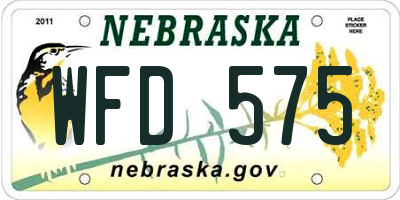 NE license plate WFD575