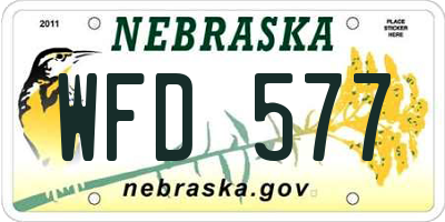 NE license plate WFD577