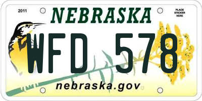 NE license plate WFD578