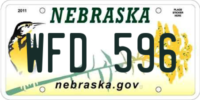 NE license plate WFD596