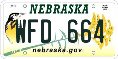 NE license plate WFD664