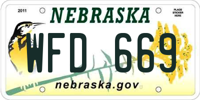 NE license plate WFD669