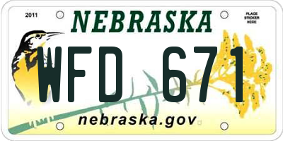 NE license plate WFD671