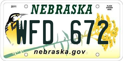 NE license plate WFD672