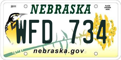NE license plate WFD734