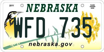 NE license plate WFD735