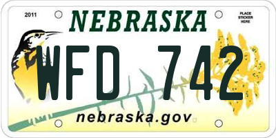 NE license plate WFD742