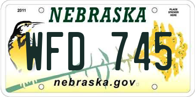 NE license plate WFD745